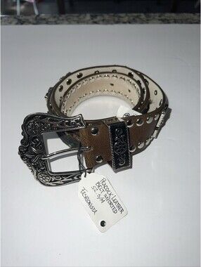 Peacock Leather Belt. Imported.  Size S/M